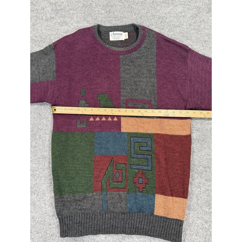 Vintage Wool 80s Crewneck Sweater Bill Cosby Grandpa Cabin Core Aztec Lodge Cozy